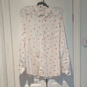 Sonoma Men's Button Up Shirt with Orange Patterns